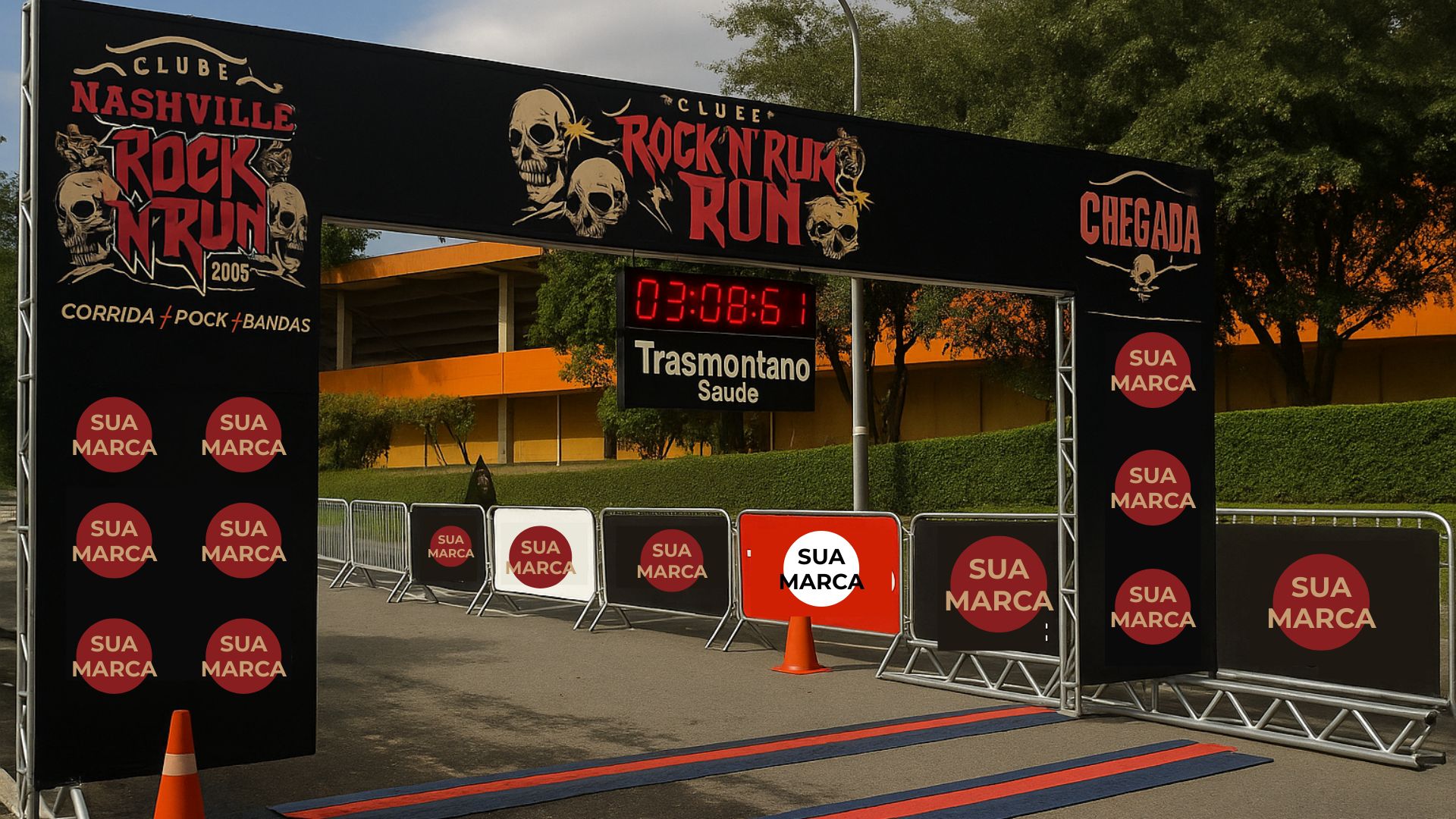 Área de chegada com múltiplas oportunidades de visibilidade da marca